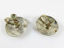 Modernist Round Free Form inlaid Abalone & Sterling NA Taxco Mexico Screw Back Earrings
