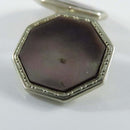 Antique Art Deco 10K Gold Single Park Roger Cufflink White Yellow MOP For Repurp