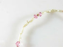 7" Baby Doll Necklace 14K Gold Connector, Pink Glass, Faux Pearls, Golden Beads
