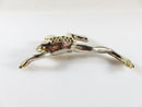 Huge Holloware Sterling Frog Brooch Repousse Silver Gold Accented Leaping Frog