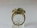 14K Gold Emerald & Cultured Pearl Mid-Century Cluster Ring Size 6