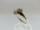 10K Yellow Gold Ring Size 5.75 with Lab Created Pink Sapphire and Cubic Zirconia Accents