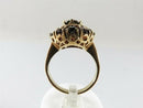 Mid-Century Bombé 14K Gold Garnet Cluster Ring, Pierced Filigree Dome, Size 5.5 (One Stone Damaged)