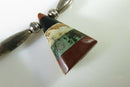 Beautiful Inlaid Stone Tab Choker Necklace With Sterling Silver Pearls & Melons