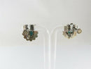 Vintage Southwestern Blue Glass Sterling Flower Screwback Earrings Taxco Style