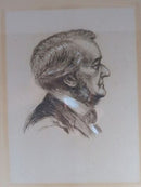 Old Man in Profile Lithograph in Watercolor by Martin Growald c1900