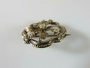 Edwardian 10K Gold Seed Pearl Openwork Brooch / Lapel Pin
