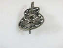 Beautiful Victorian Guitar Brooch Floral Decor Forget Me Not in Sterling