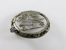Egyptian Revival Ancient Chariot Dog Scene Art Deco Pierced 800 Silver Pin
