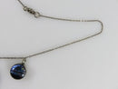 c1940 Reverse Painted Morpho Butterfly Bubble Drop Pendant Necklace 15 3/4"