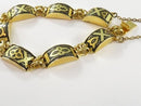 Lovely Vintage Toledo Style Damascene Curved Panel Bracelet With Safety Chain 6