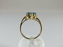 14K Yellow Gold Ring Sz 6.75 Blue Topaz (Origin Unknown) with Diamond Accent