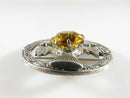 Scottish Celtic Sterling Silver Orange Glass Flower Brooch by Robert Allison