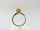 Vintage 14K Gold Fire Opal Solitaire Ring with Translucent Orange Cabochon Size 4.75
