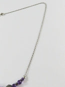 17 3/4" Sterling Silver Necklace with 6 Round Polished Amethyst and Sterling Bal