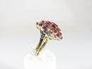 Vintage Samuel Aaron THL 10K Yellow White Gold Lab Created Pink Sapphire Marquise Cluster Cocktail Ring 6.75