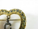 Vintage Gold Gilt Sterling Silver Heart with Paste & Letter C Sweetheart Pin