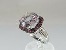 14K White Gold ATR Rose Quartz Ring w/ Tourmalines & Diamonds Size 7