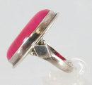Sterling Silver Cabochon Pink Banded Stone Statement Ring Unisex Size 10.5