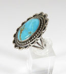 Old Pawn Pilot Mountain Turquoise Sterling Silver Ring Size 6.75