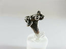 Silver Tone Artisan Signed Biker Skull Ring Size 6.75 Unisex Snake Skull Ring
