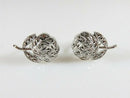 Theda Sterling Silver Catholic Rose Brooch Spin Back Earrings Marcasite Accented