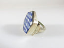 Artisan The Queen's Gambit Style Mother of Pearl Lapis Lazuli Inlaid Chess Ring