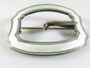 Antique Sterling Fancy Scallop Guilloché Enamel Buckle Sash Scarf Brooch