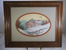 Winter Barn & Flying Canadian Geese Original Watercolor by Thomas C Green (Shane
