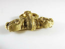 Victorian Archaeological Revival Double Griffin Brooch in Gold with Ruby Eyes