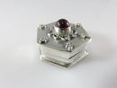Vintage Sterling Cabochon Garnet Topped Octagon Snuff Box, Stash Box, Pill Box