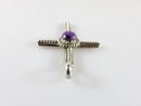 Vintage Southwestern Cabochon Purple Stone Wire Wrapped Sterling Silver Cross