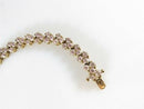 Stylish Gold Washed Sterling Silver 7 1/4" Long Faceted Pink Glass Link Bracelet