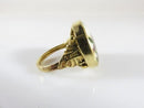 Antique Style Japanese Satsuma Iris Flower Ring Gilt Sterling Size 6.5