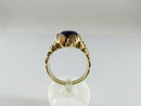 Unisex Heavy 14K Nugget Solitaire Pinky Ring Purple Polished Stone Size 9.75