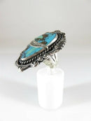 Huge Beautiful Turquoise & Sterling Silver Ring Unisex Statement Ring Size 8.5