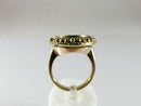 Antique 18K Top 9K Shank Pietra Dura Floral Oval Ring, Brooch Conversion, Large Sz 7.5