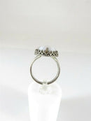 Vintage Gray Agate Sterling Silver Ring Polished Translucent Size 7.25