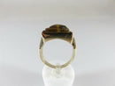 Carved Roman Soldiers In Profile 10K Gold Tigers Eye Diamond Ring Size 11.5