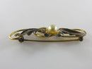 Vintage Van  Dell Gold Filled Faux Pearl Breast Pin Brooch Floral Leaf Brooch