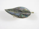 Vintage Mid Century Leaf Brooch Inlaid Abalone Sterling Silver Signed EGC Cuerna