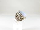Polished Cabochon Blue Agate Pinky Ring Sterling Silver Sajen Size 10.25