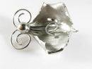 Bond Boyd Brushed & Polished Sterling Silver Orchid Brooch 2 1/8" x 1 1/2"