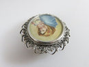 Old Hand Painted Miniature Madonna of the Streets 800 Silver Pendant Brooch