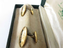 12K Gold Filled Oval Signet Scrolling Design GLP Co Made Curved Bean-Back Cuffli