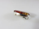 Vintage Pressed Flower Pendant Brooch Red in Red Oval Sterling Silver T-O Signed