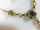 14K Gold Edwardian Blue Zircon Lariat Necklace, 4 Natural Stones