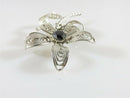 Lovely Sterling Silver Wire Filigree Twisted Wire Brooch Faceted Hematite Stone