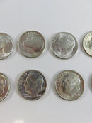Lot of 10 US Roosevelt Silver Dimes 90% Silver Various Mint Marks 90% silver dimes US silver coins Roosevelt dimes lot