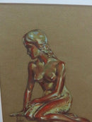 Art Nouveau Sketch of Woman by Dickie, Pastel Colored Artist Original on Paper